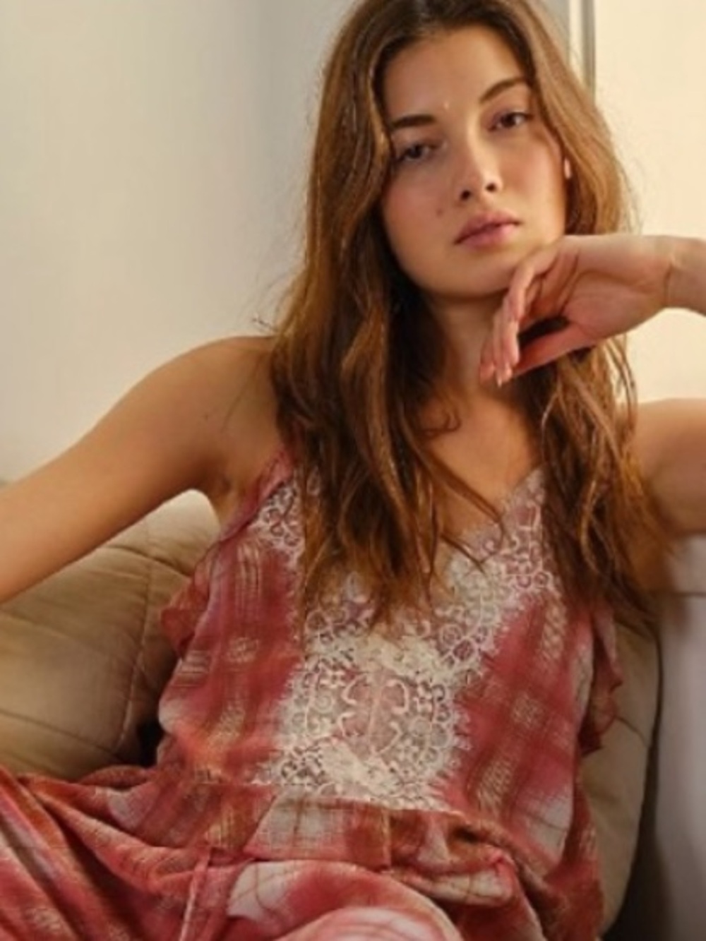 Free People Fallen Angel Plaid Louge Top Tank Cami S